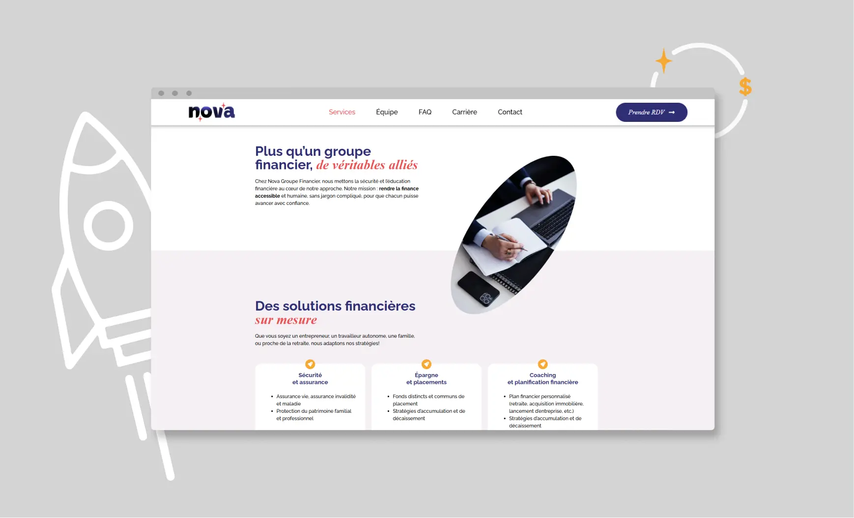 moose agence marketing portfolio nova groupe financier site web