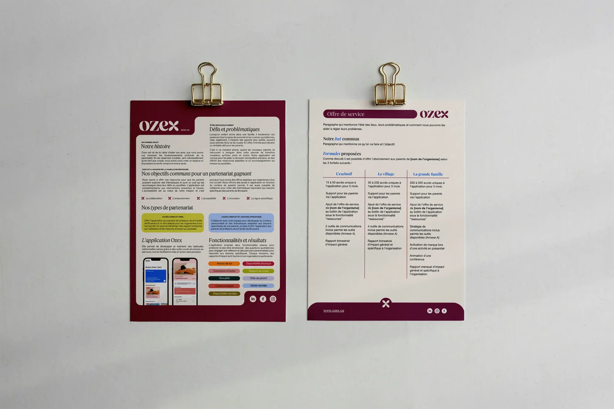 moose agence marketing portfolio application ozex document mise en page